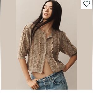 Maeve Embellished Ruffled Cardigan NWT Size M